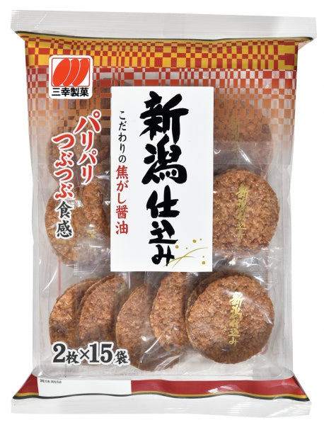 Sanko Niigata Jikomi (30P) - Sanko's Niigata Jikomi rice crackers, carefully crafted with locally sourced ingredients from Niigata prefecture, offering a deliciously crunchy and satisfying snack experience in a convenient 30-piece pack, perfect for enjoying on-the-go or sharing with friends and family.