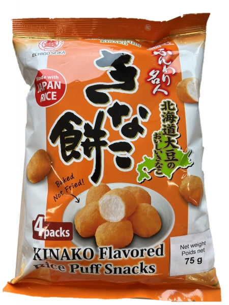 Echigo Seika Funwari Meijin Kinako Mochi - Soft and chewy glutinous rice cakes coated in fragrant kinako (roasted soybean flour), offering a delightful traditional Japanese treat with a sweet and nutty flavor.
