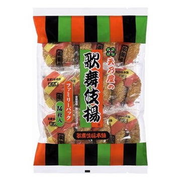 Amanoya Kabuki Age Family Pack - Amanoya's popular kabuki age (deep-fried wheat gluten) snack, conveniently packaged in a family-sized pack, offering a savory and satisfying crunch that's perfect for sharing during family gatherings or as a delicious treat anytime.