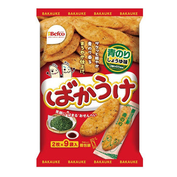 Befco Bakauke Aonori 18P - Befco's savory rice cracker mix flavored with aromatic aonori seaweed, conveniently packed in an 18-piece set, offering a deliciously crunchy and flavorful snack experience perfect for sharing or enjoying on your own.