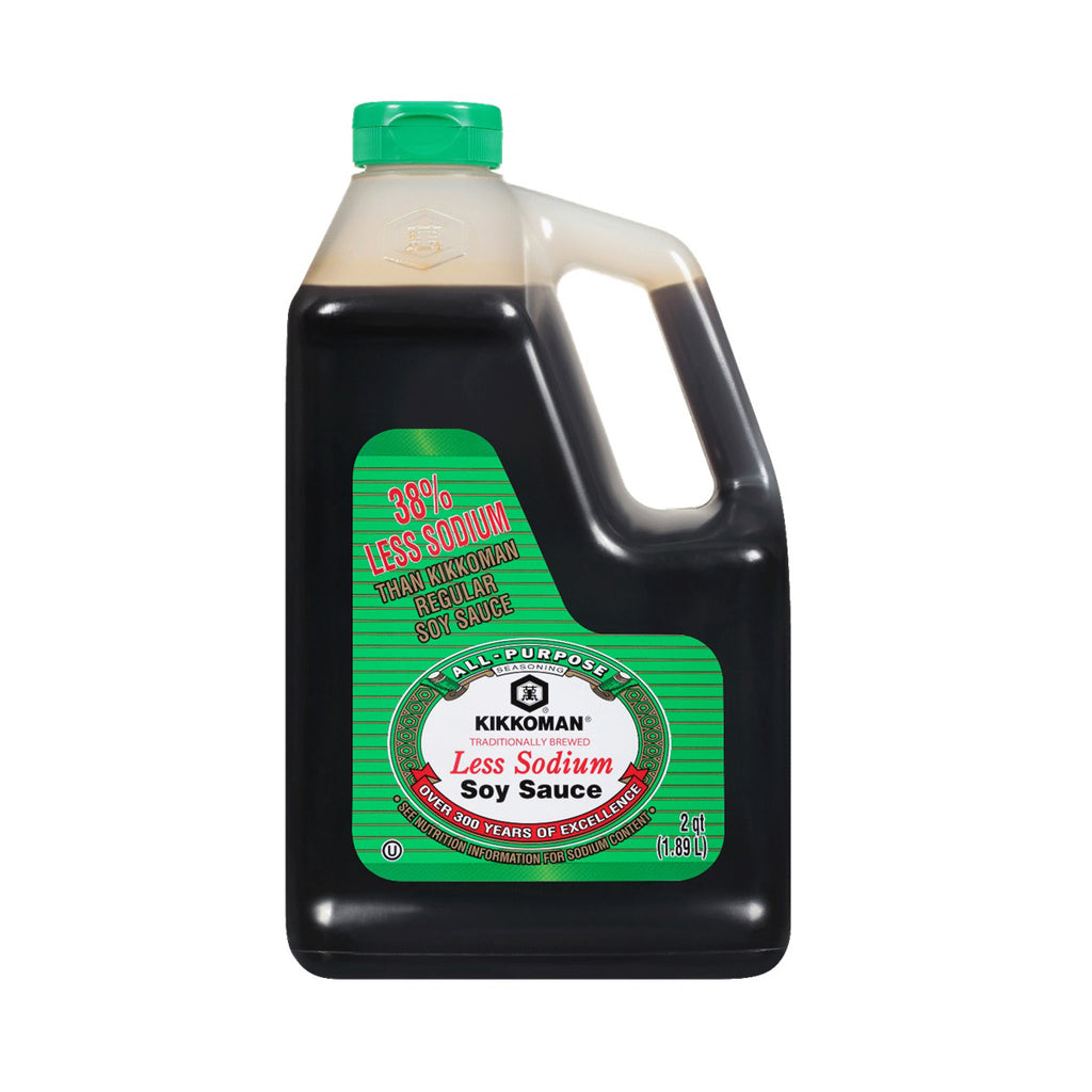 Kikkoman Low Sodium Soy Sauce - Kikkoman's soy sauce with reduced sodium content, offering the same authentic flavor with less salt, perfect for those seeking a healthier option without compromising on taste, ideal for seasoning dishes, marinades, and dipping.