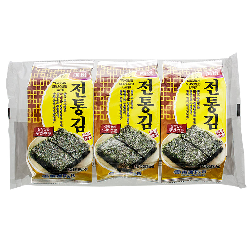 Dong Won Dento Nori 3P - Experience the authentic taste of seaweed with Dong Won Dento Nori. Specially harvested and dried to perfection, each pack contains three sheets of premium quality nori, perfect for making sushi rolls, wrapping rice balls, or adding a nutritious crunch to your meals. Elevate your culinary creations with this traditional Japanese ingredient.