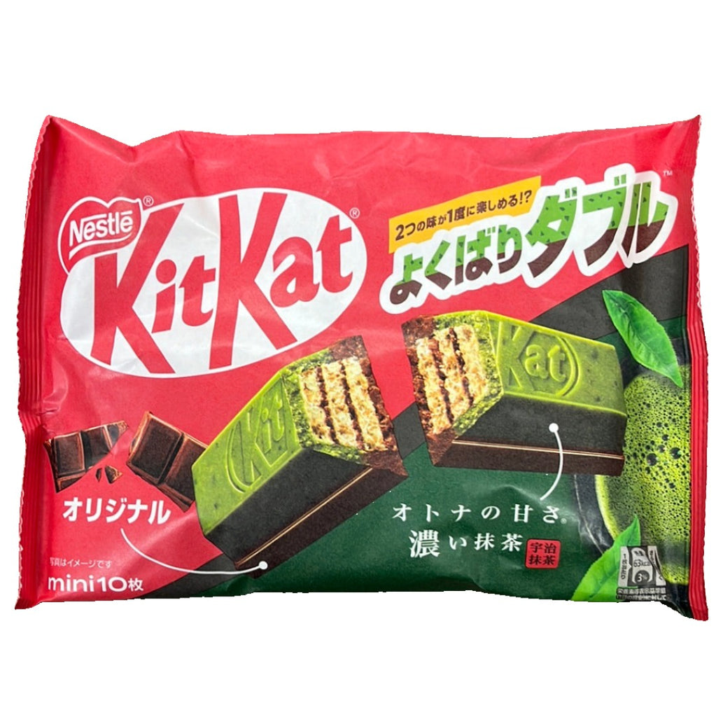 Experience the best of both worlds with NESTLE KIT KAT Rich Matcha & Original. This pack offers the traditional KIT KAT crunch with the earthy flavor of rich matcha and the classic milk chocolate taste. Perfect for matcha enthusiasts and chocolate lovers alike. Enjoy a unique and satisfying treat today!