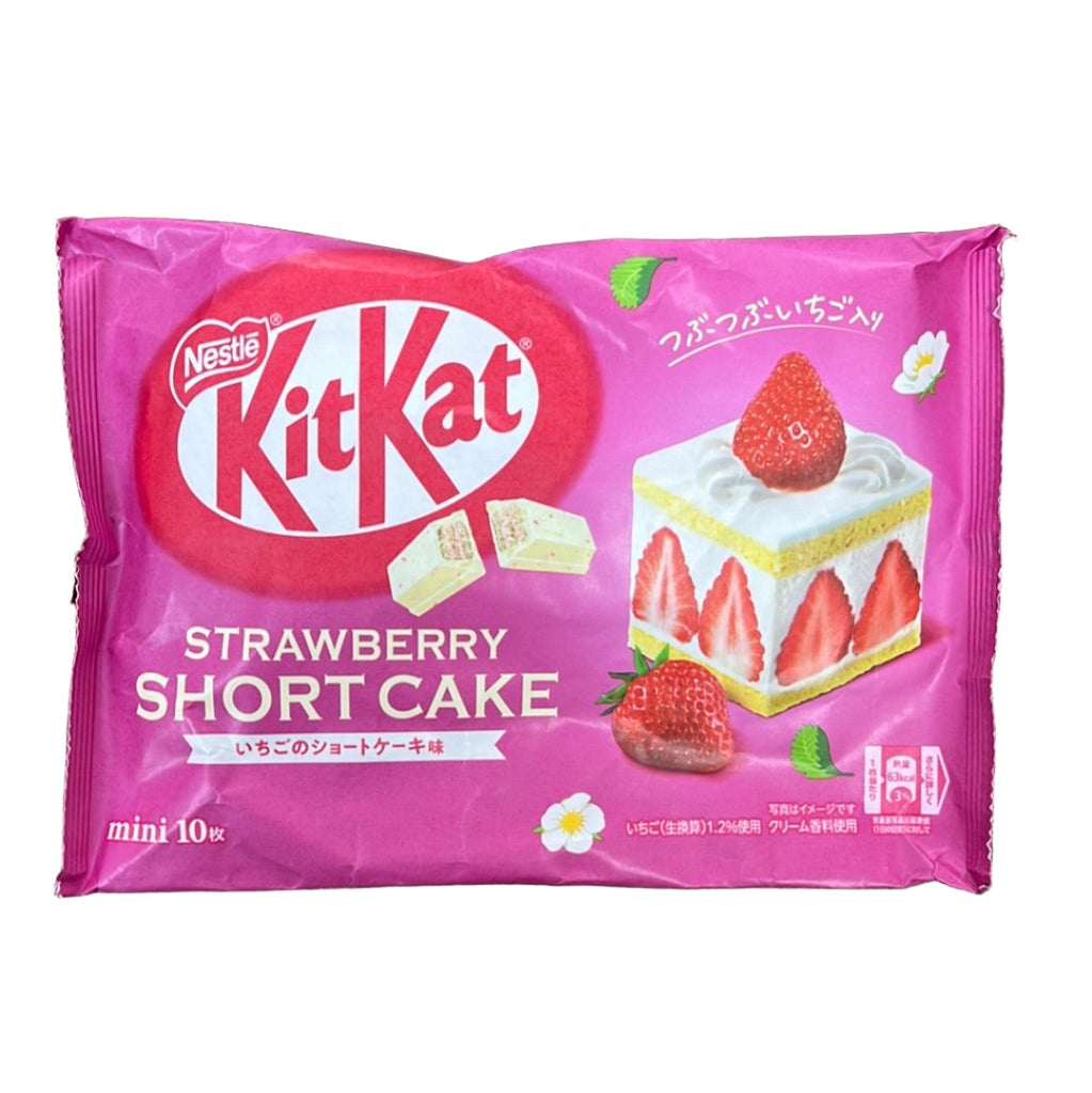 Delight in the sweet and creamy flavor of NESTLE KIT KAT Strawberry Shortcake. This delectable wafer bar combines the classic KIT KAT crunch with the taste of rich strawberry shortcake. Perfect for a sweet treat or sharing with friends. Enjoy a taste of dessert in every bite!